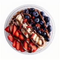 Stracciatela Chia Bowl  · Chia ＆ Agave, Chocolate granola, Strawberries, Banana, Blueberries, Chocolate nibs, ＆ drizzl...