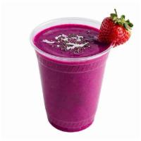 Exotic Smoothie · Organic pitaya, raspberries, strawberries, blackberries, ginger, ＆ almond milk.