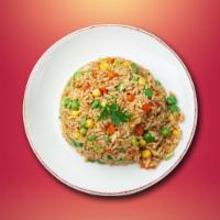 OG Fried Rice - Veg · Fried rice with chopped broccoli, carrot, egg, peas, corn, onion, and garlic.