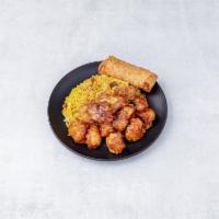 C2. General Tso's Chicken Combo · Served with one egg roll and pork fried rice. Spicy.