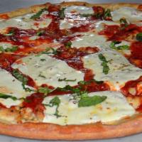 Grandma Pizza · (Fresh mozzarella,Fresh Garlic, marinara sauce,  and basil)