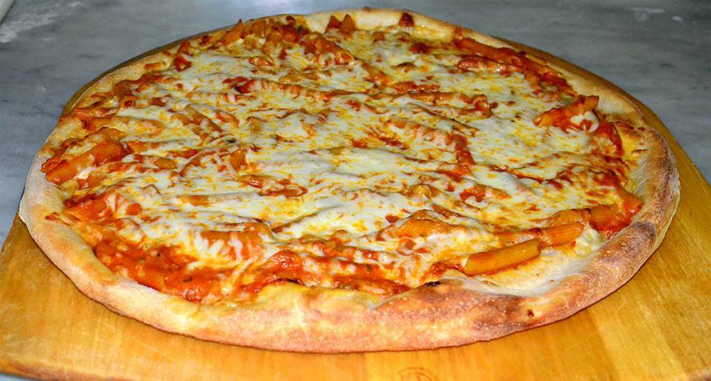 Penne alla Vodka Pizza · (Penne Pasta alla Vodka Sauce with Mozzarella Cheese on Top Melted)