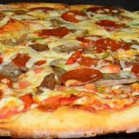 Special Pizza · Sausage, pepperoni, mushrooms, onions, peppers, tomatoes and meatballs.