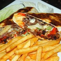 Steak Wrap · Onions, peppers, mozzarella, cheese. and sour cream