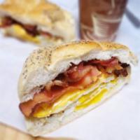 Bacon, Egg, and Cheese · Mayo and ketchup are optional note : the bacon is pork.