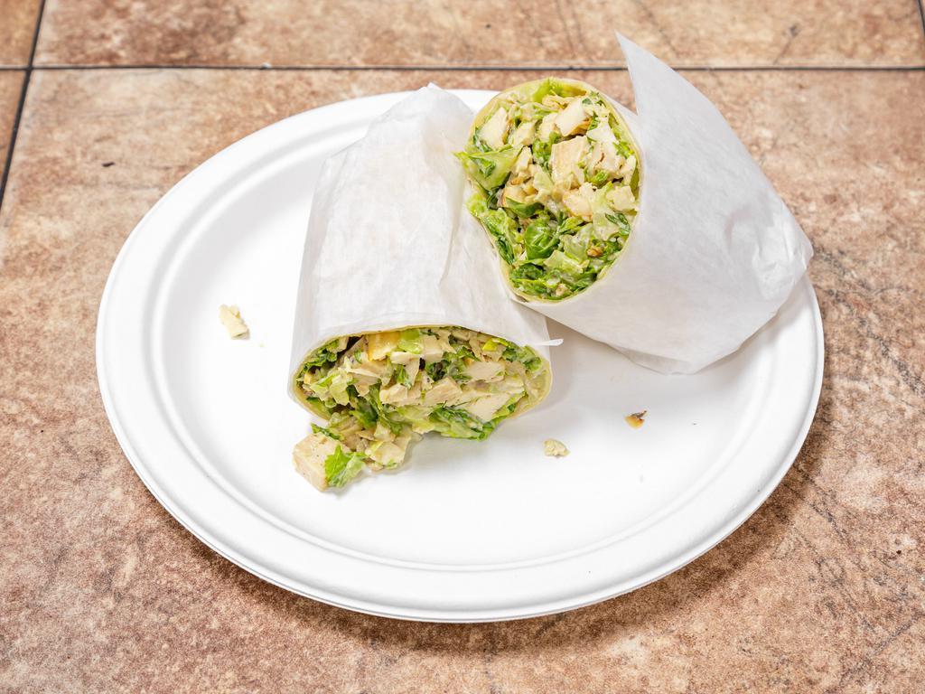 Caesar Grilled  Chicken Wrap · Served with Caesar dressing and romaine lettuce.