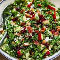 Cranberry Walnut Salad  · apple, bacon bits, tomato, dried cranberry, cucumber, candied walnut, chopped kale w. balsam...