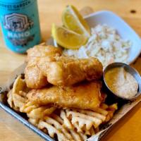Fish & Chips  · Tilapia White fish coated with flour, fried to perfection with a side of waffle fries, coles...