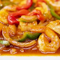 Camarones Enchilados · Shrimp in Creole Sauce.