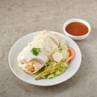 Burrito · Rice, beans, and your choice of meat topped with cream. Served with side salad.