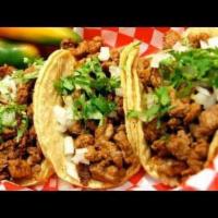 Ground Beef Taco · Taco only or 3 tacos served with rice and beans.