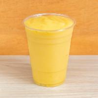 Somewhere on a Beach Smoothie · Pineapple, mango, coconut, vanilla, Tofutti, and apple juice.
