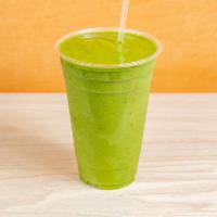 Mango Delight Smoothie · Mango, peach, strawberry, spinach, agave, and apple juice.
