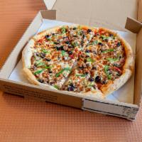 The Mini Jet Pizza · Pepperoni, Italian sausage, mushrooms, green peppers and black olives.