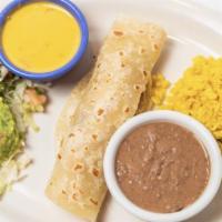El Mozo Chicken · (1 Taco) Handmade Flour Tortilla Filled With Chicken Fajitas, Served With Rice, Refried Bean...