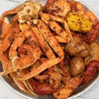 Boil Combo 1 · 1 lb. crawfish, 1 lb. snow crab, 1 lb. shrimp head-on, 3 potatoes, 2 corns.