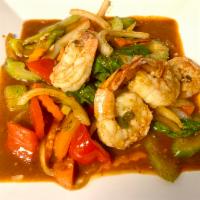 Spicy Basil · Sauteed basil, onion, bell pepper chili sauce.