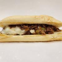 8. Philly Cheesesteak · Onion, Bell Pepper, Swiss Cheese.
