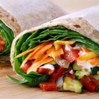 Veggie Wrap · Lettuce, tomatoes, cucumbers, onions, olives, pickles, feta cheese, and ranch dressing.