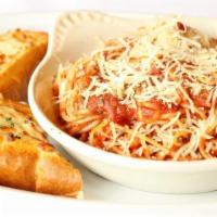 Spaghetti · Comes with meat sauce, meatballs, or vegetables. Vegetarian.