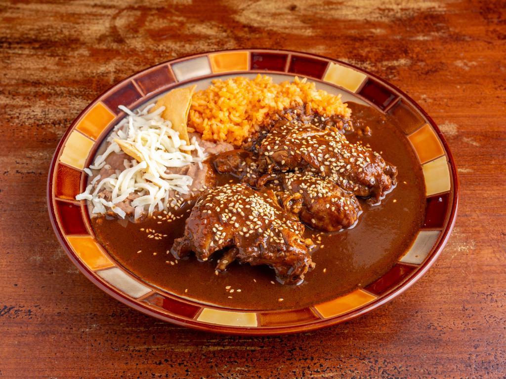 Mole Poblano Combo · With Rice, And Beans