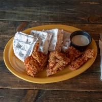 White Chicken Waffle  · 1 breast cut in half and 1 wing.