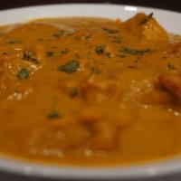 Chicken Tikka Masala · Chicken with heavy cream, lemon juice garlic and tomatoes paste. Comes with a side of basmat...