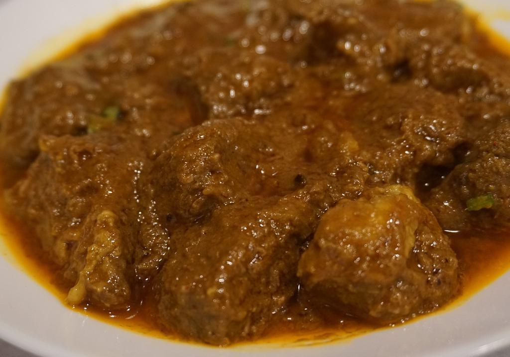 Beef Curry · Beef with Indian mild spices, garam masala, olive oil, ginger, onion and garlic. Comes with a side of rice or naan.