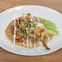 Huaraches Campechanos · Huarache combo. With 2 meat toppings of your choice with cactus and grilled onion.