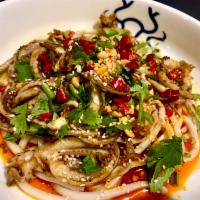 Spicy Squid · Squid in Cajun inspiired dalongyi sauce