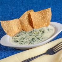 Spinach Dip · Cheese dip with fresh spinach.