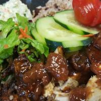 BBQ Jerk Chicken · Served with choice of side and choice of 2 salads.