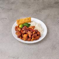 General Tso's Chicken Combination · Served with egg roll and pork fried rice. Hot and spicy. 