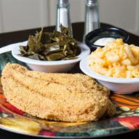 Catfish Dinner · Served 2 sides and corn bread. Gluten free.