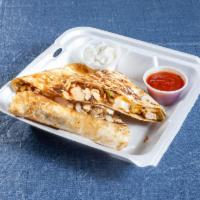 Chicken Quesadilla · Tortilla filled with chicken, cheese, onions, and green peppers.
