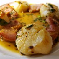 Sea Scallops · Seared scampi-style with pancetta.