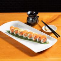 The Gantry Roll · Crunchy spicy salmon on the inside, topped with salmon and avocado.