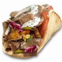 10. Chicken and Beef Mix Gyro · Patty made from meat cooked on a spit.