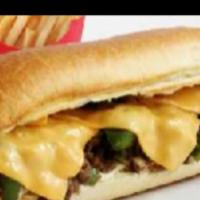 11. Philly Cheese Steak · Steak, cheese, and caramelized onion sandwich. 