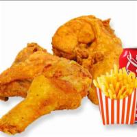 5 Pcs Mix Chicken Combo · With fries & Soda