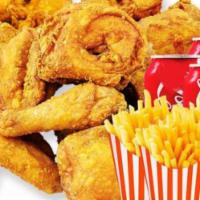 21 piece Mixed Chicken with Box Fries and 4 can soda · with Large Box Fries and 4 can soda