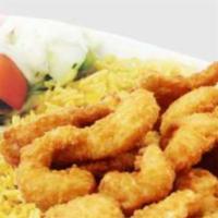21 piece shrimp basket with rice and salad · 