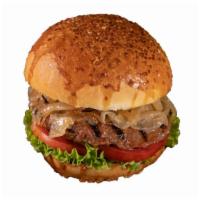 Cheeseburger with Grilled Onions	 · Signature Burger Patty 70% chuck flat short rib boneless and 30% jalapeno bacon, Sesame Seed...