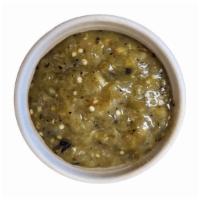 Hatch Chile Salsa, Hot · Diced Roma tomatoes, diced yellow onion, signature diced hatch chili blend (roasted jalapeno...