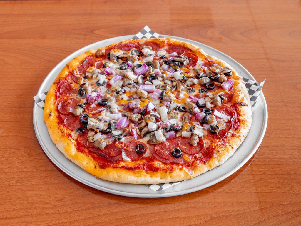 Combination Pizza · Salami, pepperoni, Italian sausage, onions, black olives and fresh mushrooms.