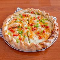 Zappos Tasty Pizza · Pepperoni, sausage, mushrooms and olives. Topped with tomatoes, green peppers and more chees...