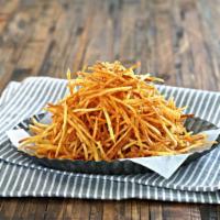 Shoestring Fries · Thinly cut french fries.
