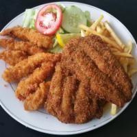 6. Fried 2pcs Whiting, 5pcs Shrimp Combo · Served with choice of side.