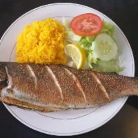 Rainbow Trout · Whole fish. Choice of fried or broiled & served with choice of side.