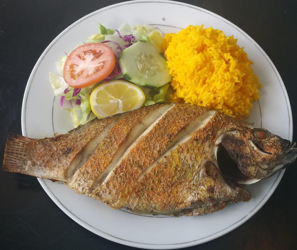Tilapia (whole fish) · Whole fish. Choice of fried or broiled & served with choice of side.